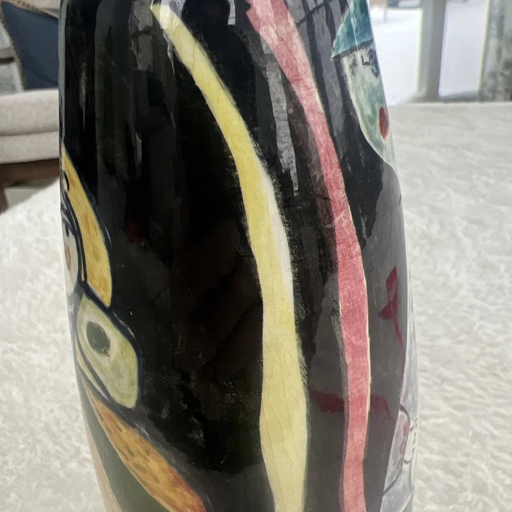 Rare 1969 San Marino Ceramica Titano Hand Painted 9” Day of Dead Vase AD Signed